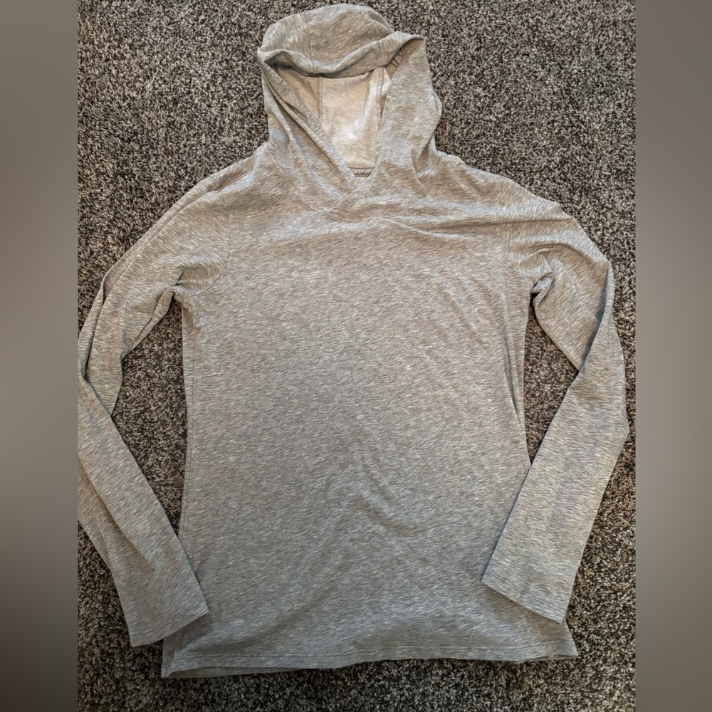 Women small S Nike Dri-Fit long sleeve hooded lightweight tee shirt gray